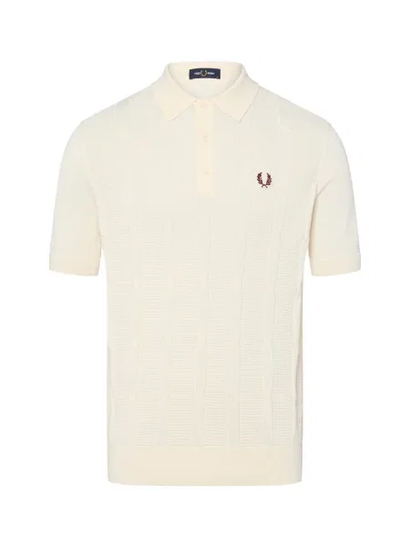 Fred Perry koszulka polo Mężczyźni drobna dzianina jednolity M biały