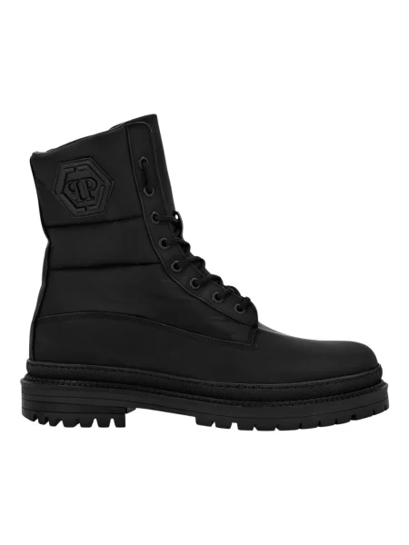 Botki Philipp Plein skórzane bez obcasa czarne