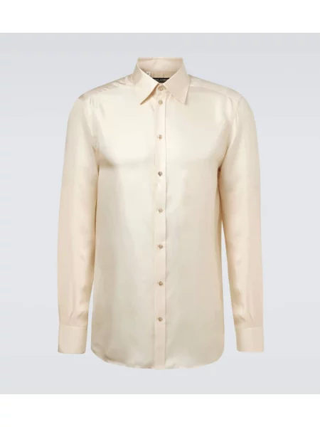 Svilena obleka srajca Dolce&gabbana bež