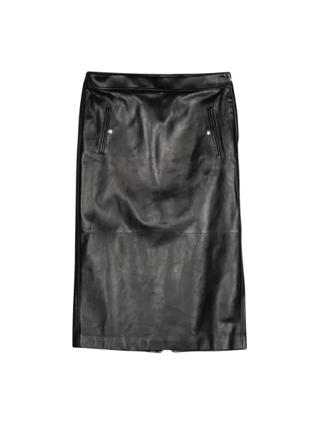 Spódnica skórzana Alexander Mcqueen do kolan czarna