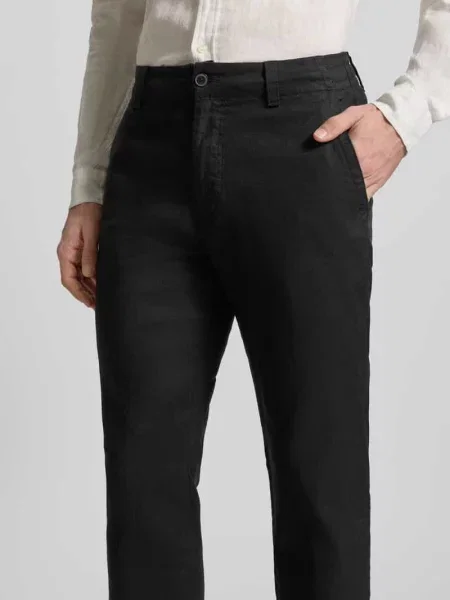 Spodnie lniane o kroju regular fit z Mieszanka lnu Model Boss Orange czarne