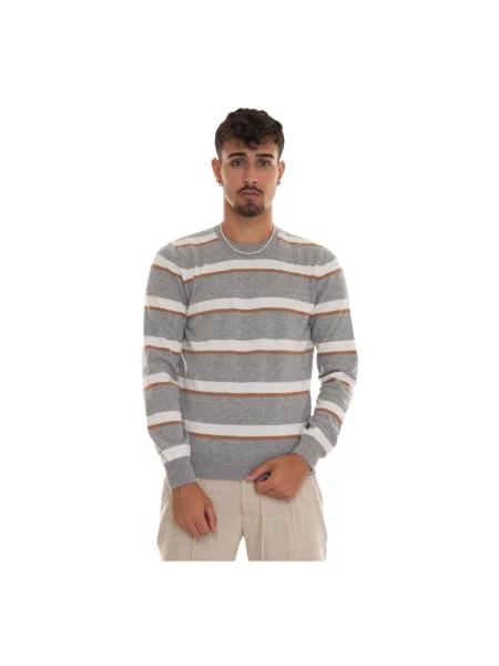 Sweter Gran Sasso w paski z paskiem szary