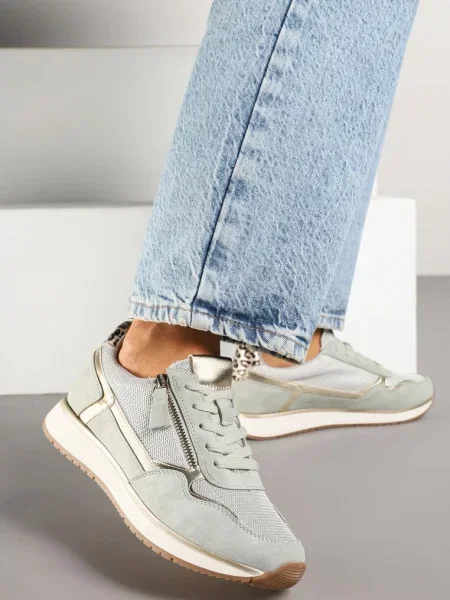 Sneakersy Ozdobione Suwakiem i Metalicznymi Wstawkami Alua zielone