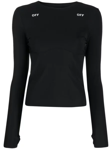 Lung top Off-white cu imagine alb