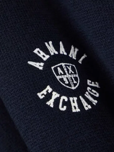 Pulover Armani Exchange cu broderie albastru