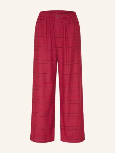 Calvin Klein Spací Kalhoty Z Flanelu tmavě červená / červená černá