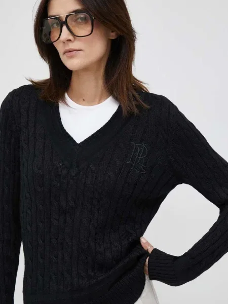 Lauren Ralph Lauren sweter z bawełną czarny