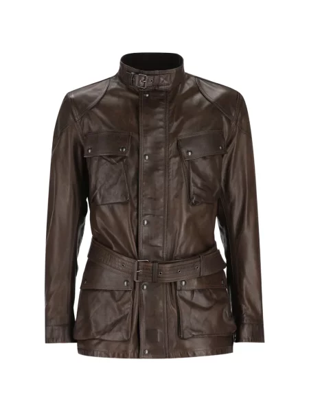Cu centură geanta de piele Belstaff maro
