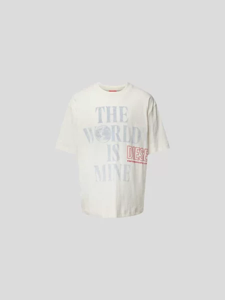 T-shirt o kroju oversized z nadrukiem z napisem Diesel biała