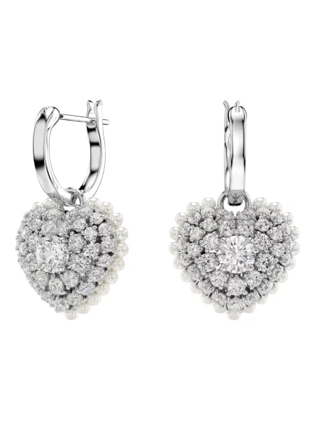 Kolczyki Swarovski w serca białe