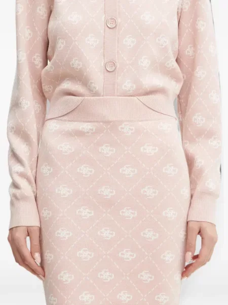 Fusta mini Guess tricotate cu imagine roz