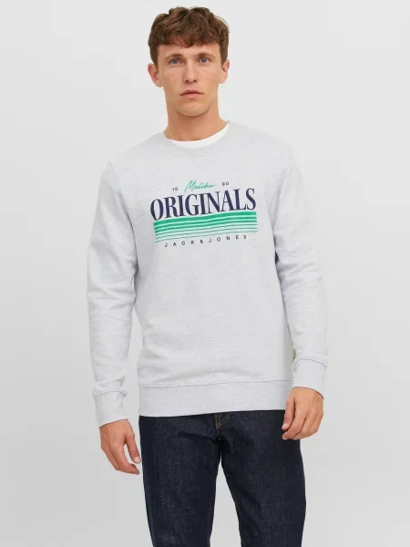 JACK & JONES Majica PALMA marine / pegasto siva / žad