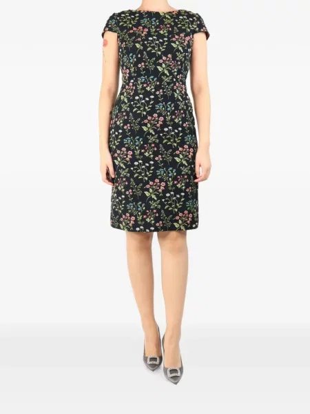 Rochie mini Erdem cu model floral din jacard negru