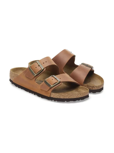 Klapki Birkenstock skórzane brązowe