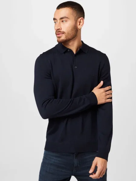 BOSS BLACK de lână polo | regular fit albastru