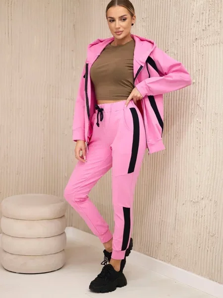 Komplet dresowy Kesi w paski różowy