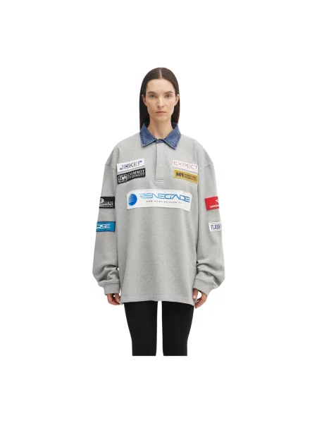 Martine Rose bluza Rugby Polo z aplikacją szary