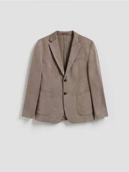 Reserved Marynarka slim fit z dodatkiem brązowy