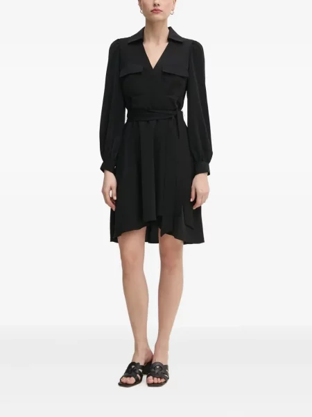 Długa sukienka maxi Dkny kopertowa garniturowa czarna