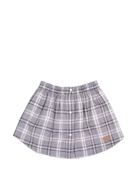 Fusta mini Miu Miu în carouri în linie A gri