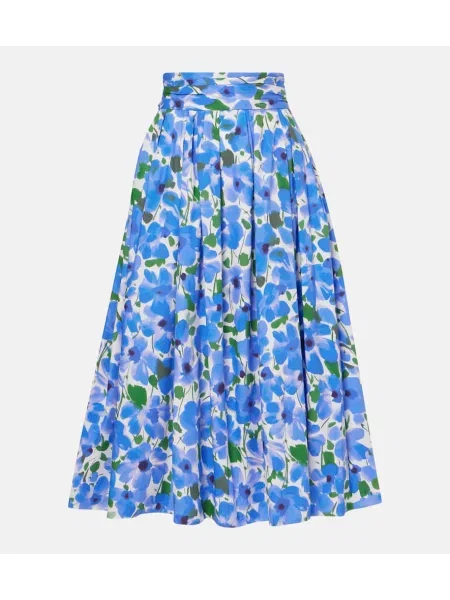 Fustă midi Carolina Herrera cu model floral până la genunchi albastru