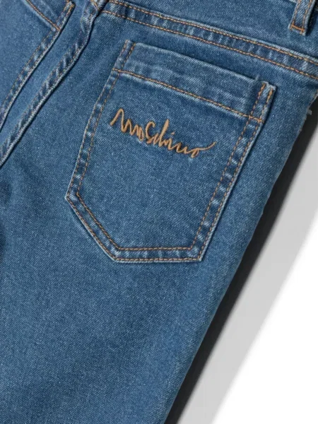 Jeansy straight leg dziecięce Moschino niebieskie
