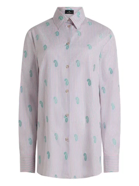 Cămașă Etro cu dungi verde