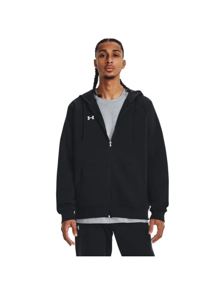 Hanorac Under Armour Rival Fleece FZ Hoodie Black/ White S alb