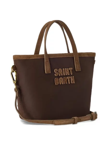 Ceruit geantă Mc2 Saint Barth cu broderie maro