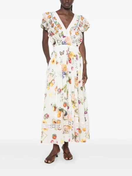 Rochie midi Camilla cu imagine alb