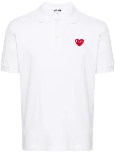 Polo Comme Des Garcons Play cu motiv cu inimi alb
