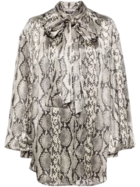 Bluză Balmain de mătase cu imagine gri