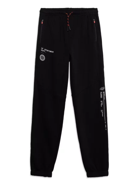 4F Junior Pantaloni sport negru alb