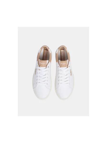 Boty Pepe Jeans Kenton Court golden ochre brown bílé