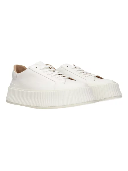 Sneakersy Jil Sander skórzane z okrągłym noskiem białe