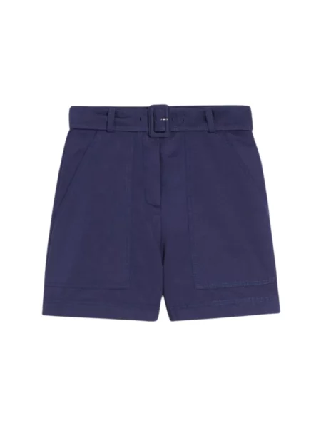Lniane bermudy Weekend Max Mara niebieskie