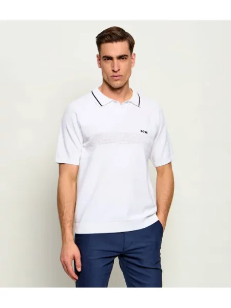 Tricou polo Boss Green alb