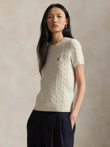 Polo Ralph Lauren Sveter krémová / námornícka modrá