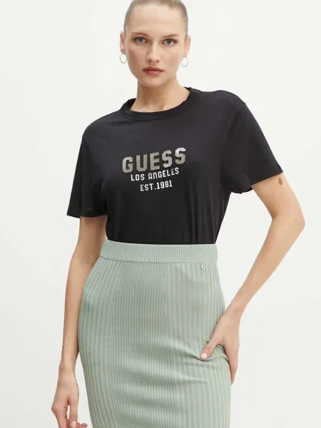 Тениска Guess PYRAMIDE черно