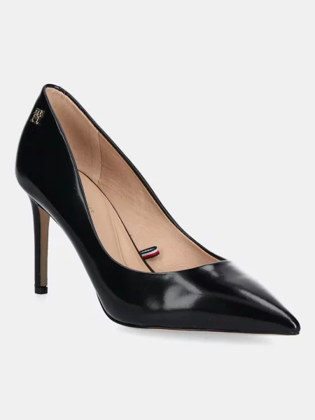 Кожени обувки с тънък Tommy Hilfiger CLOSED PUMP ABRASIVATO черно