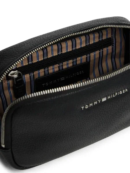 Tommy Hilfiger Usnjena torbica za okoli pasu črna