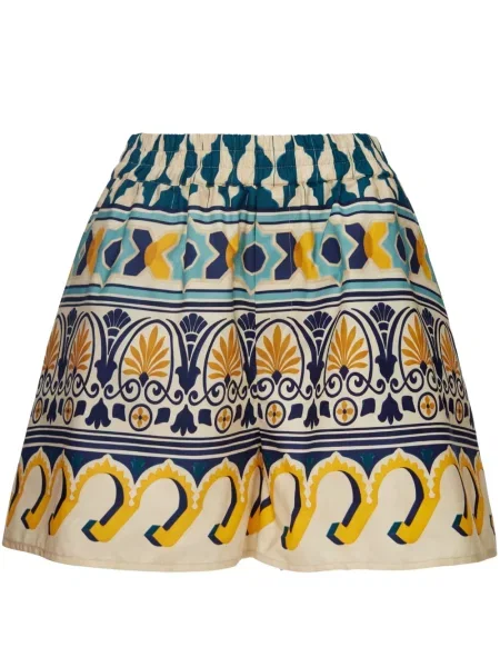 Szorty La Doublej w abstrakcyjne wzory niebieskie