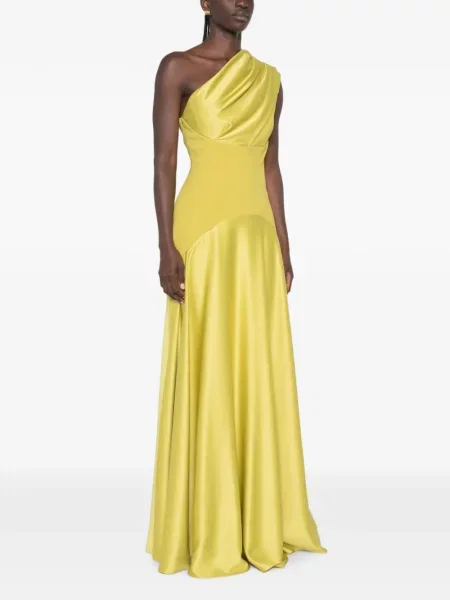 Rochie maxi Solace London cu un umăr gol verde