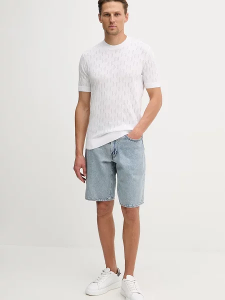 Karl Lagerfeld Πλεκτό t-shirt ανδρικό λευκό