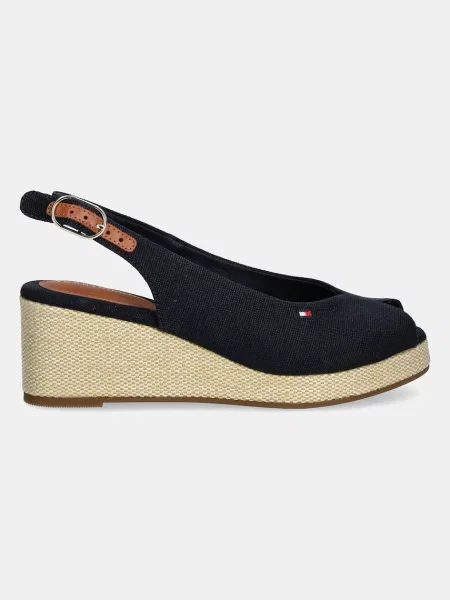 Tommy Hilfiger sandały FLAG MID WEDGE ESPAD SLINGBACK granatowy