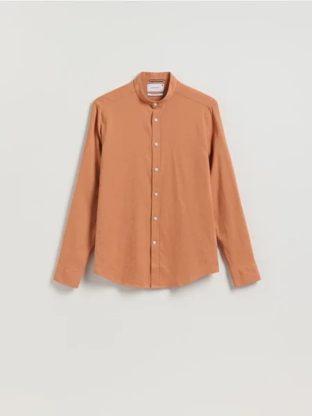 Reserved Cămașă super slim fit cu conținut ridicat de egiptean roz-piersică roz