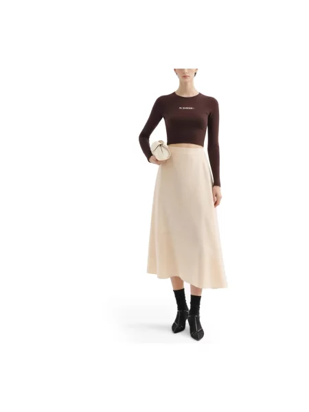 Krótki top Jil Sander z logo brązowy