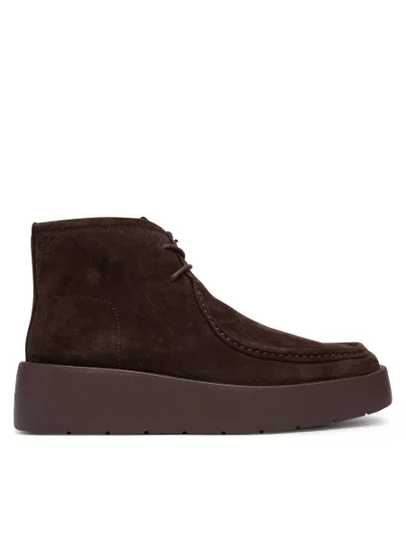 Gležnjarji Calvin Klein Flatf Lace Up Apr Cut Boot Temno rjava