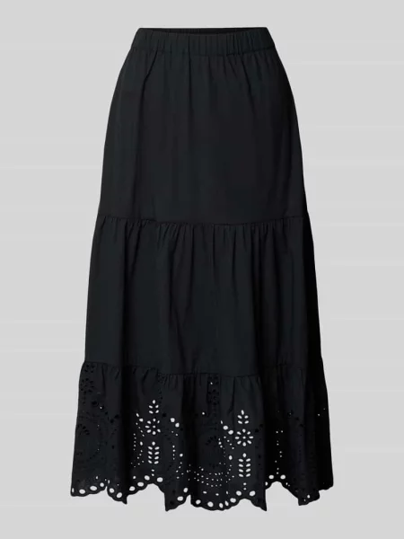 Spódnica midi z haftem angielskim Christian Berg Woman Selection czarna