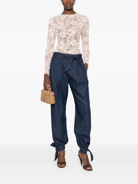 Lung top Self-portrait cu model floral din dantelă